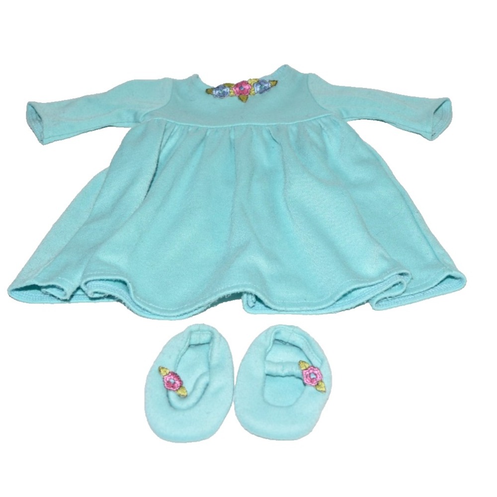 American Girl Bitty Baby Doll Sleeptime dress & Slippers Shoes 2 Piece Set